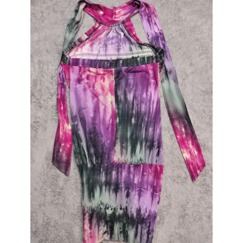 donutz inc dress small tie dye open back party dance club bodycon stretch USA